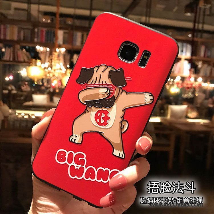 Etui Samsung Galaxy S7 Edge Tasker Smuk Telefon, Cover Samsung Galaxy S7 Edge Cartoon Hængende Ornamenter Rød