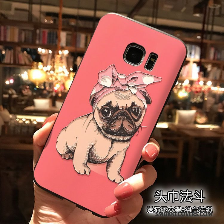 Etui Samsung Galaxy S7 Edge Tasker Smuk Telefon, Cover Samsung Galaxy S7 Edge Cartoon Hængende Ornamenter Rød