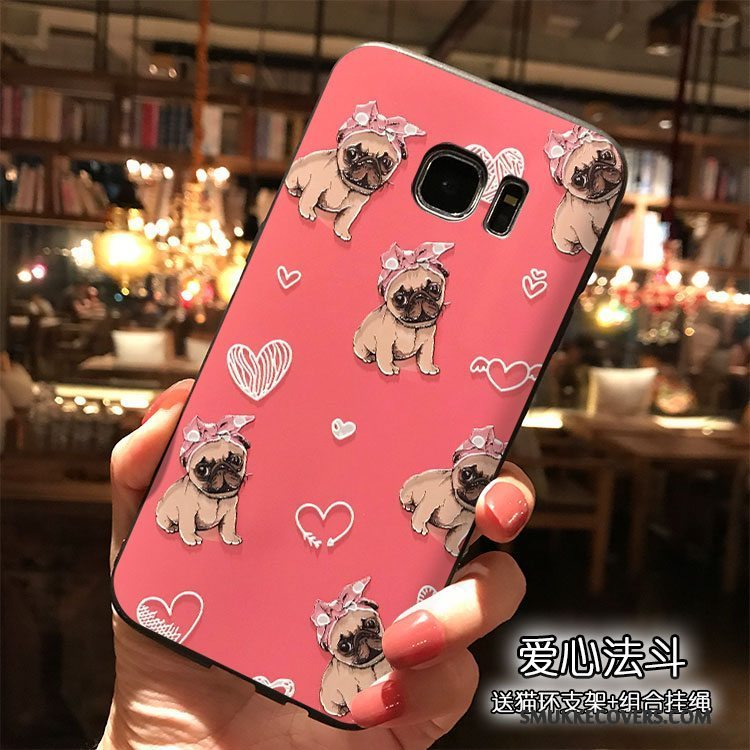 Etui Samsung Galaxy S7 Edge Tasker Smuk Telefon, Cover Samsung Galaxy S7 Edge Cartoon Hængende Ornamenter Rød