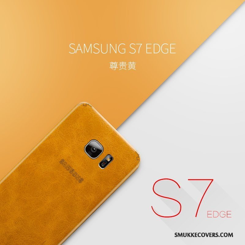 Etui Samsung Galaxy S7 Edge Tasker Telefontynd, Cover Samsung Galaxy S7 Edge Læder Gul