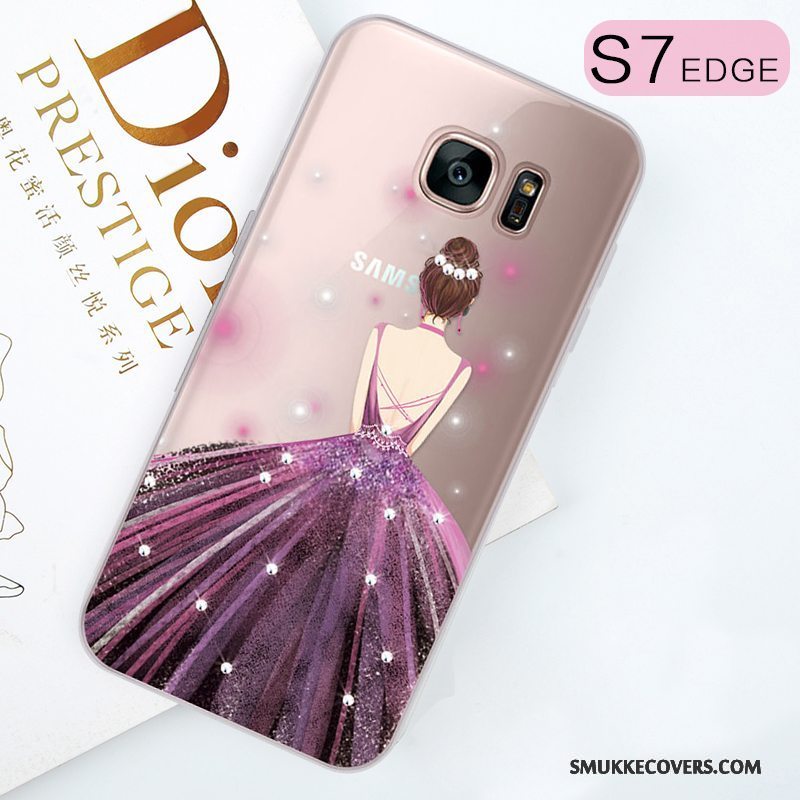 Etui Samsung Galaxy S7 Edge Tasker Trend Lilla, Cover Samsung Galaxy S7 Edge Strass Telefonsmuk