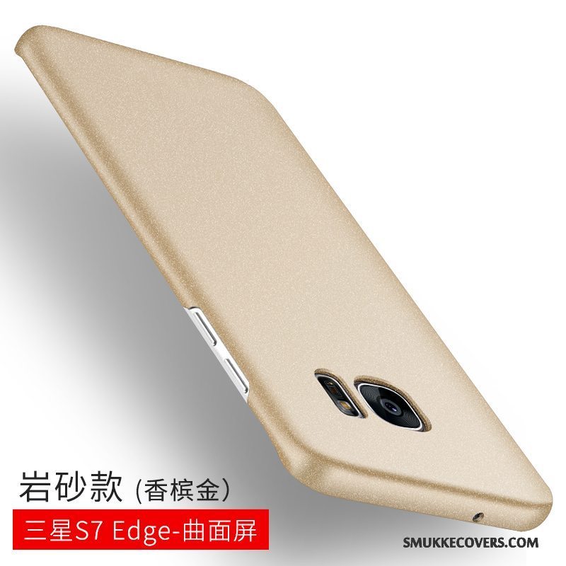 Etui Samsung Galaxy S7 Edge Tasker Tynd Guld, Cover Samsung Galaxy S7 Edge Nubuck Anti-fald