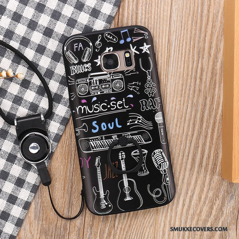 Etui Samsung Galaxy S7 Farve Anti-fald Ring, Cover Samsung Galaxy S7 Relief Hængende Ornamenter Hård