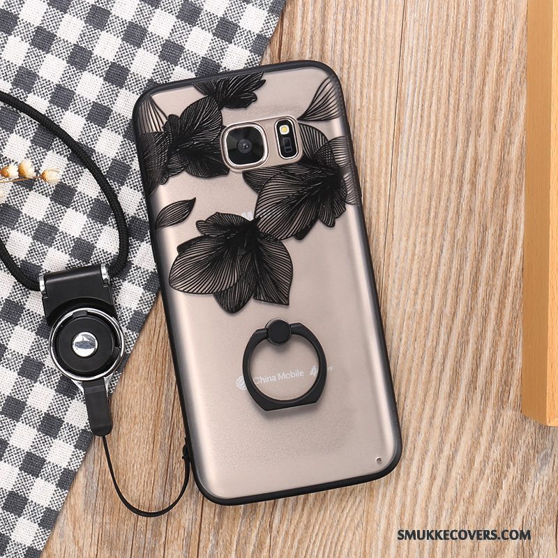 Etui Samsung Galaxy S7 Farve Anti-fald Ring, Cover Samsung Galaxy S7 Relief Hængende Ornamenter Hård