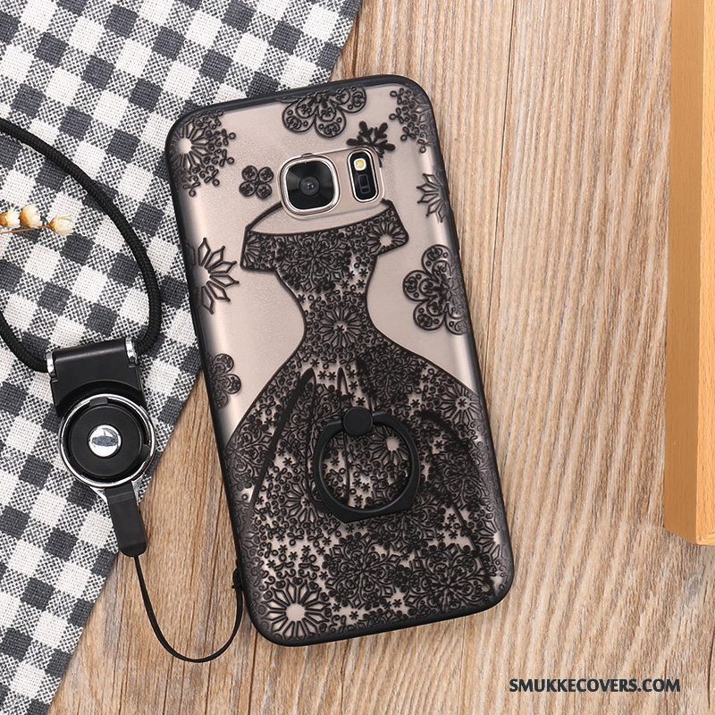 Etui Samsung Galaxy S7 Farve Anti-fald Ring, Cover Samsung Galaxy S7 Relief Hængende Ornamenter Hård