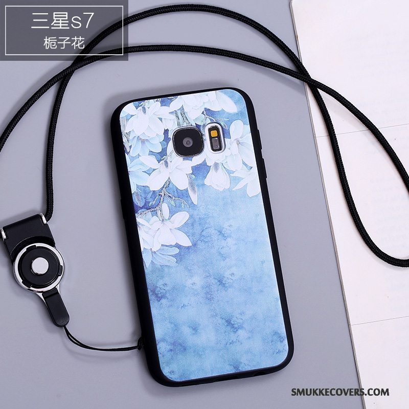 Etui Samsung Galaxy S7 Kreativ Hængende Ornamenter Hvid, Cover Samsung Galaxy S7 Silikone Anti-fald Trend