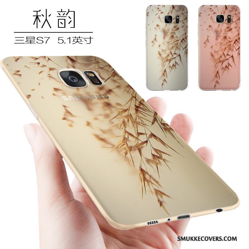 Etui Samsung Galaxy S7 Kreativ Telefontrend, Cover Samsung Galaxy S7 Silikone Nubuck Lilla
