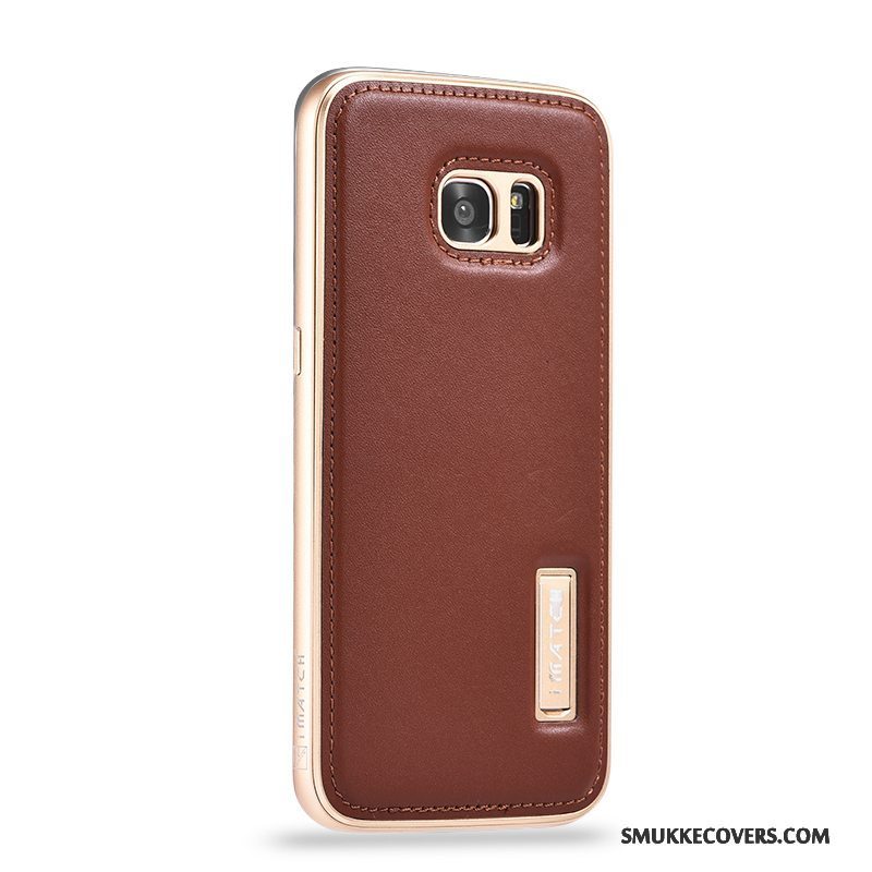 Etui Samsung Galaxy S7 Læder Anti-fald Business, Cover Samsung Galaxy S7 Metal Telefonrød