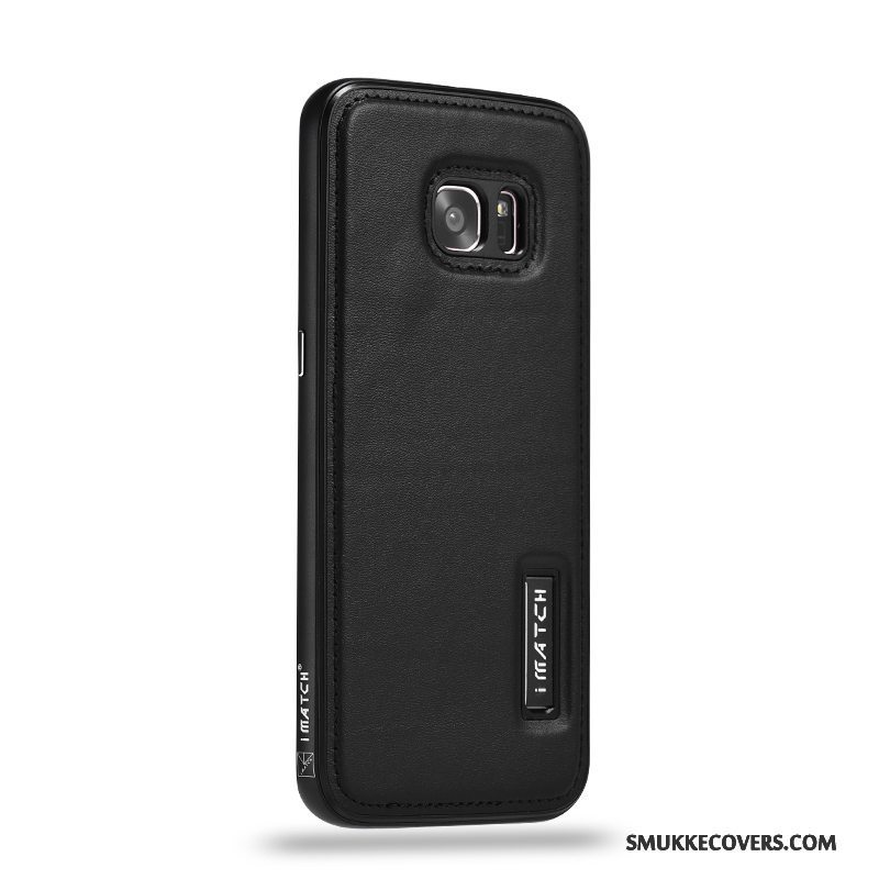 Etui Samsung Galaxy S7 Læder Anti-fald Business, Cover Samsung Galaxy S7 Metal Telefonrød