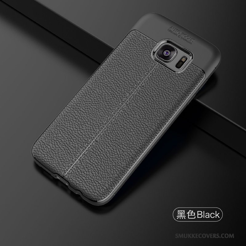 Etui Samsung Galaxy S7 Læder Mønster Business, Cover Samsung Galaxy S7 Luksus Grå Anti-fald