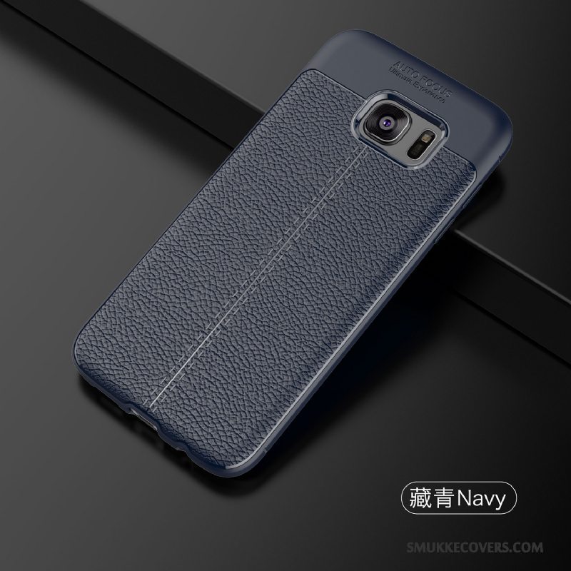 Etui Samsung Galaxy S7 Læder Mønster Business, Cover Samsung Galaxy S7 Luksus Grå Anti-fald