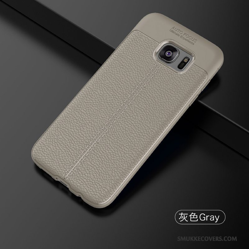 Etui Samsung Galaxy S7 Læder Mønster Business, Cover Samsung Galaxy S7 Luksus Grå Anti-fald