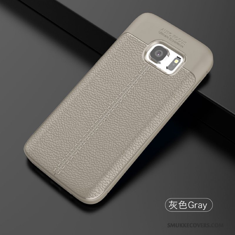 Etui Samsung Galaxy S7 Læder Mønster Business, Cover Samsung Galaxy S7 Luksus Grå Anti-fald