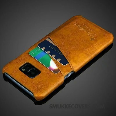 Etui Samsung Galaxy S7 Læder Orange Telefon, Cover Samsung Galaxy S7 Beskyttelse Sort Bagdæksel