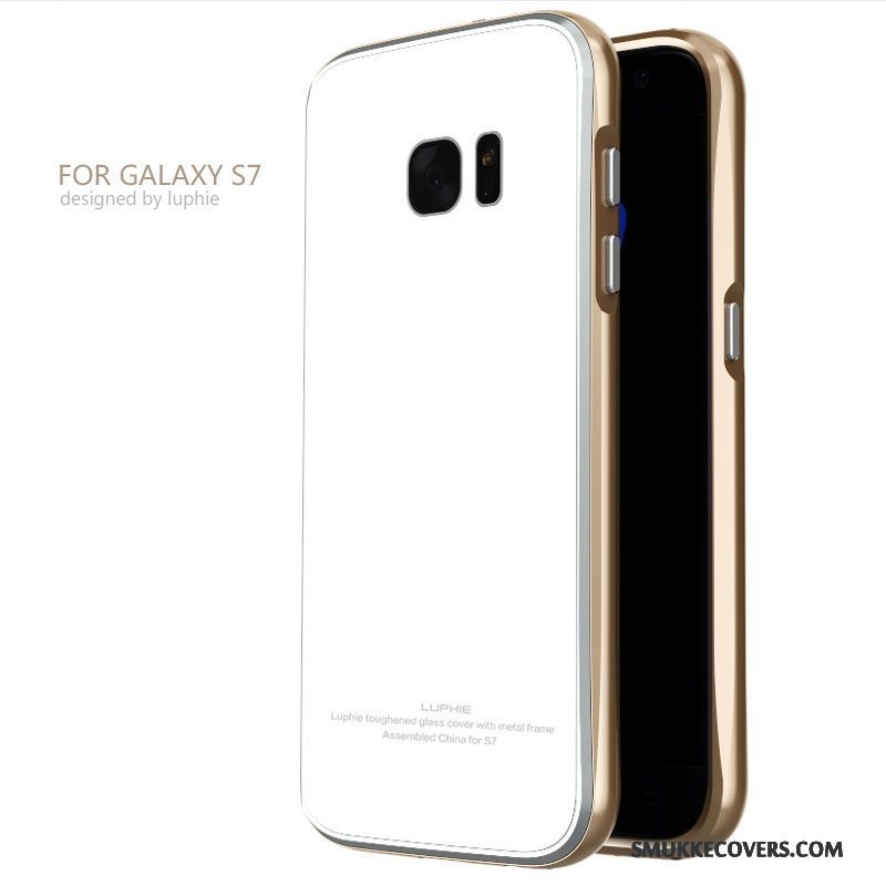 Etui Samsung Galaxy S7 Metal Telefonramme, Cover Samsung Galaxy S7 Beskyttelse Sort Hærdning