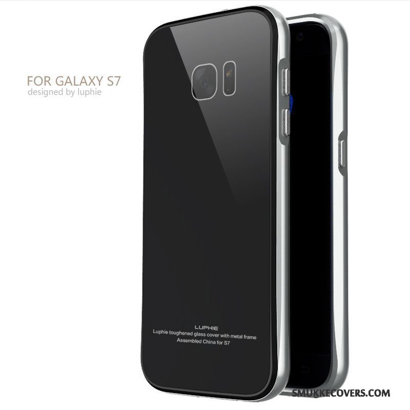 Etui Samsung Galaxy S7 Metal Telefonramme, Cover Samsung Galaxy S7 Beskyttelse Sort Hærdning