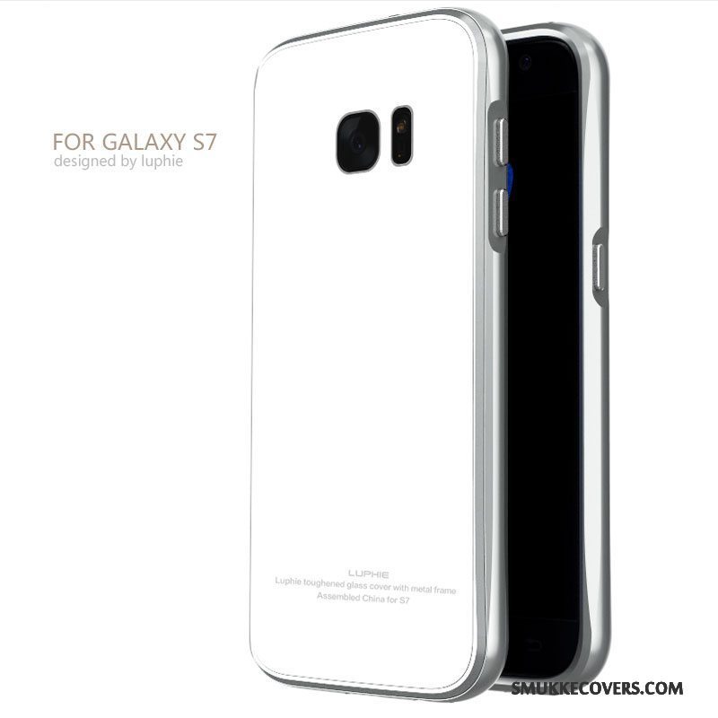 Etui Samsung Galaxy S7 Metal Telefonramme, Cover Samsung Galaxy S7 Beskyttelse Sort Hærdning