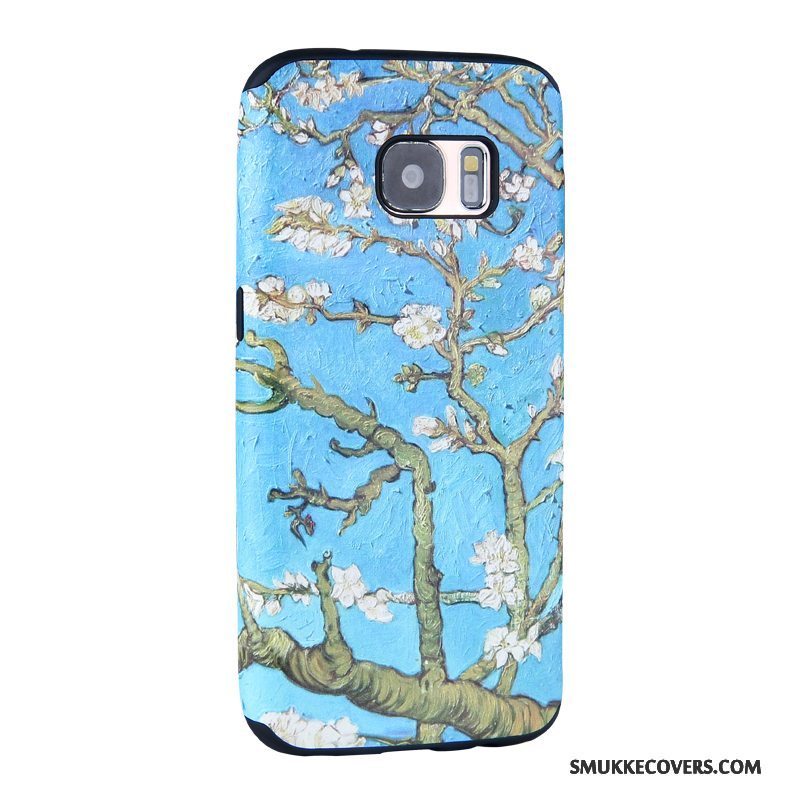 Etui Samsung Galaxy S7 Relief Telefonblå, Cover Samsung Galaxy S7 Cartoon Trend