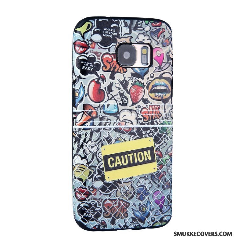 Etui Samsung Galaxy S7 Relief Telefonblå, Cover Samsung Galaxy S7 Cartoon Trend