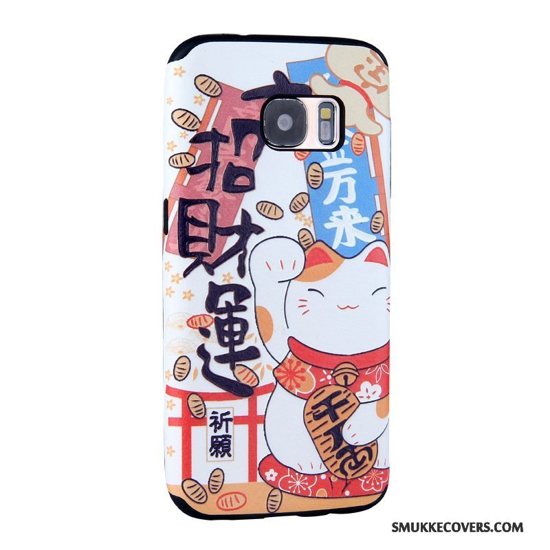 Etui Samsung Galaxy S7 Relief Telefonblå, Cover Samsung Galaxy S7 Cartoon Trend