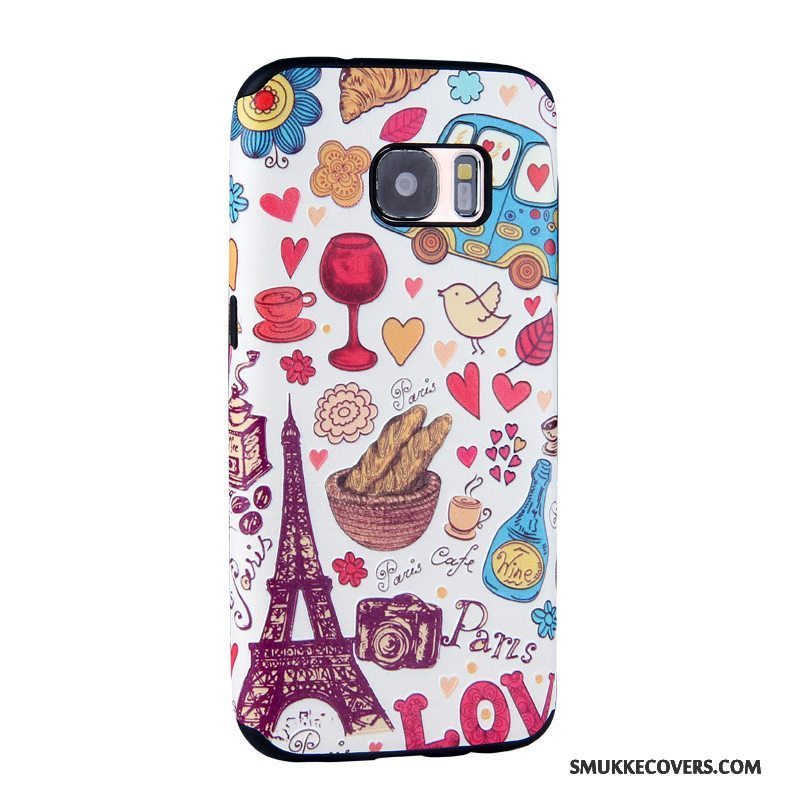 Etui Samsung Galaxy S7 Relief Telefonblå, Cover Samsung Galaxy S7 Cartoon Trend