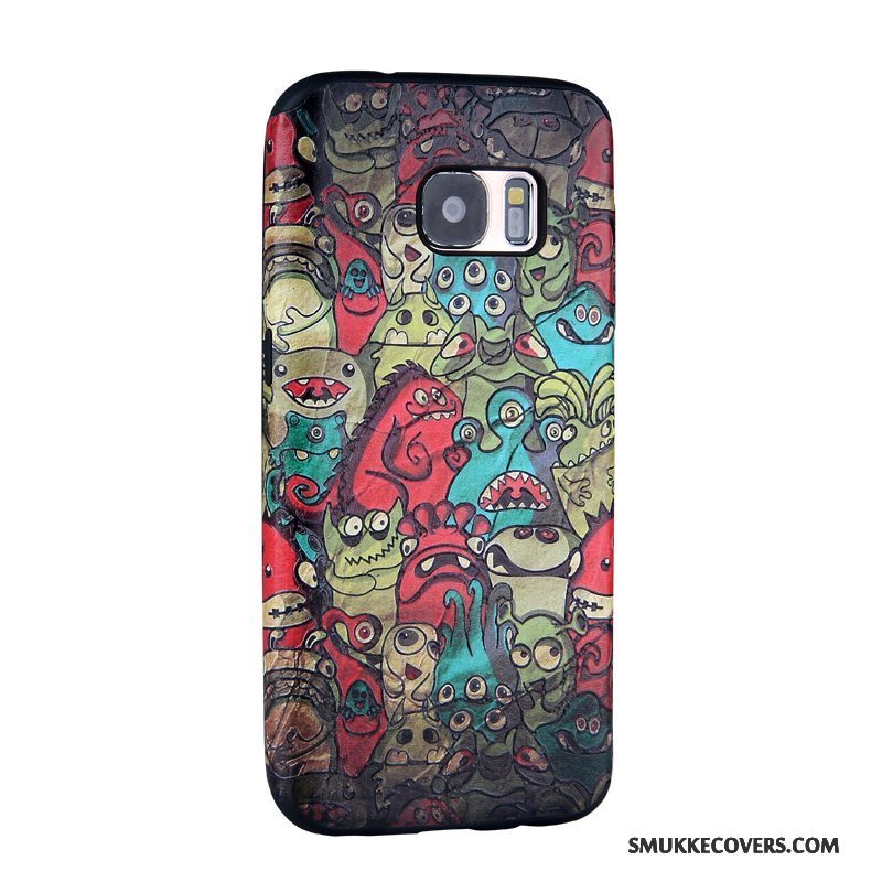 Etui Samsung Galaxy S7 Relief Telefonblå, Cover Samsung Galaxy S7 Cartoon Trend