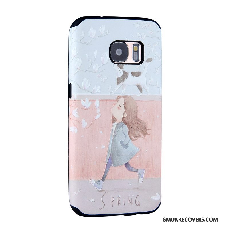 Etui Samsung Galaxy S7 Relief Telefonblå, Cover Samsung Galaxy S7 Cartoon Trend