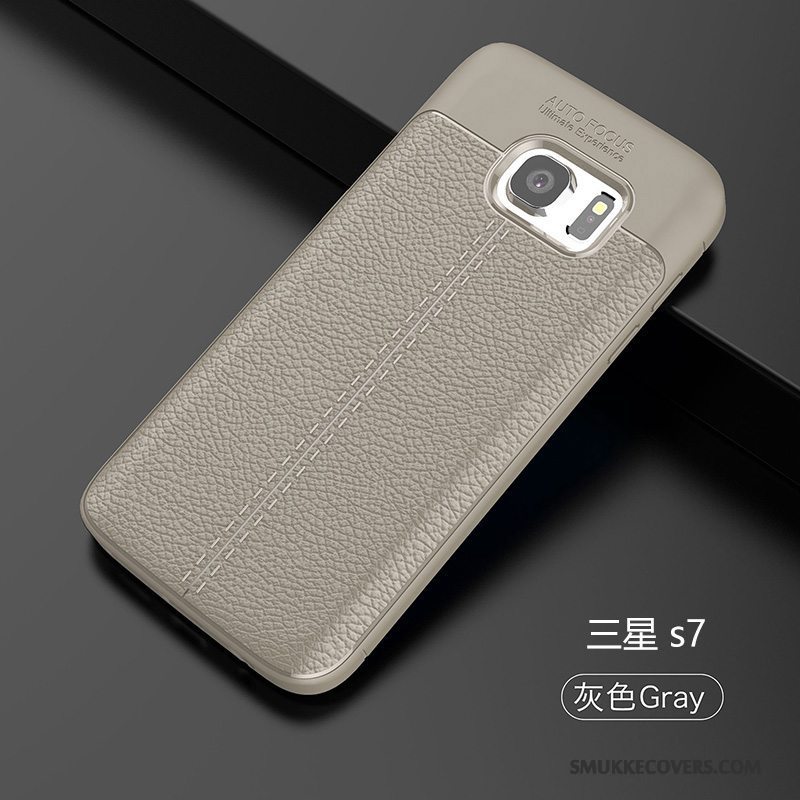 Etui Samsung Galaxy S7 Silikone Cyan Simple, Cover Samsung Galaxy S7 Blød Ny Anti-fald