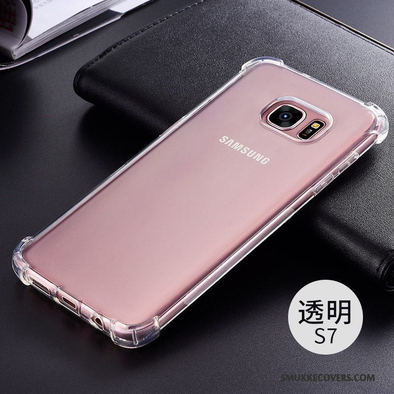 Etui Samsung Galaxy S7 Silikone Hvid Gennemsigtig, Cover Samsung Galaxy S7 Beskyttelse Trend Anti-fald