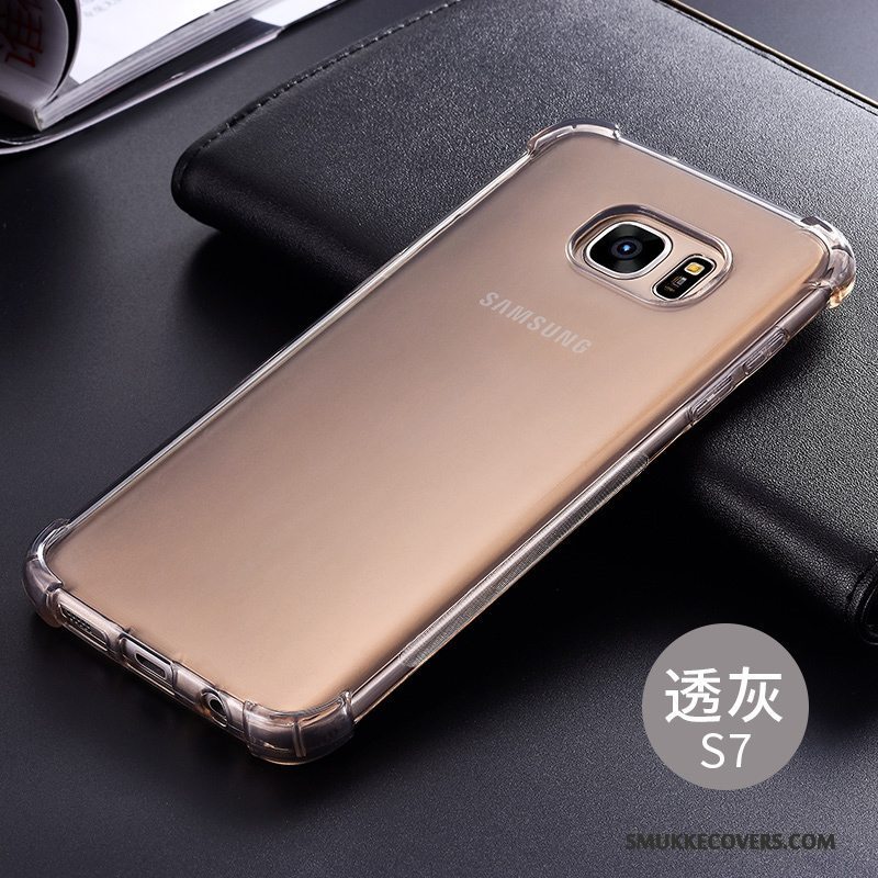 Etui Samsung Galaxy S7 Silikone Hvid Gennemsigtig, Cover Samsung Galaxy S7 Beskyttelse Trend Anti-fald