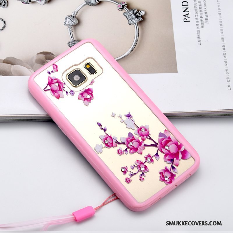 Etui Samsung Galaxy S7 Strass Lyserød Anti-fald, Cover Samsung Galaxy S7 Beskyttelse Hængende Ornamenter