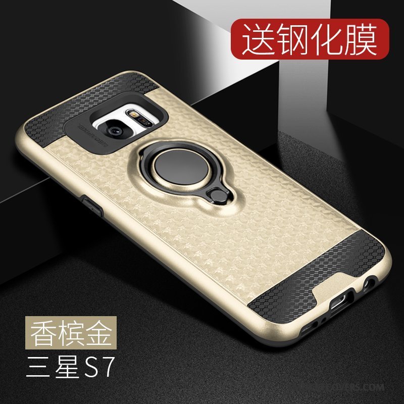 Etui Samsung Galaxy S7 Support Rød Hård, Cover Samsung Galaxy S7 Tasker Anti-fald Telefon