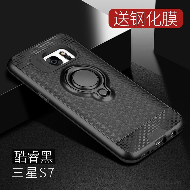 Etui Samsung Galaxy S7 Support Rød Hård, Cover Samsung Galaxy S7 Tasker Anti-fald Telefon