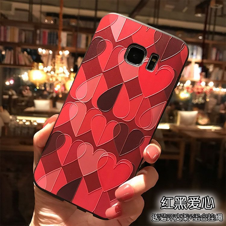 Etui Samsung Galaxy S7 Tasker Af Personlighed Rød, Cover Samsung Galaxy S7 Cartoon Trend Hængende Ornamenter