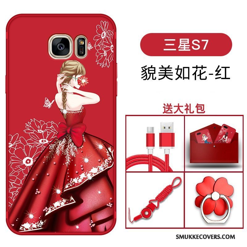 Etui Samsung Galaxy S7 Tasker Anti-fald Telefon, Cover Samsung Galaxy S7 Beskyttelse Rød