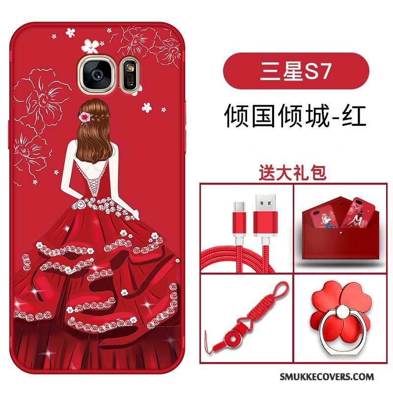Etui Samsung Galaxy S7 Tasker Anti-fald Telefon, Cover Samsung Galaxy S7 Beskyttelse Rød