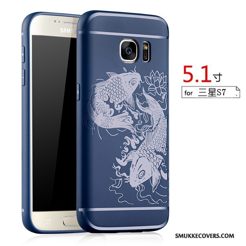 Etui Samsung Galaxy S7 Tasker Nubuck Telefon, Cover Samsung Galaxy S7 Beskyttelse Mønster Sort