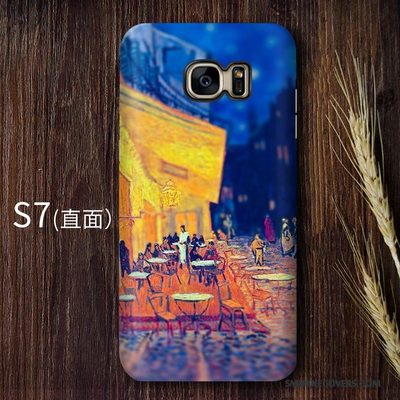 Etui Samsung Galaxy S7 Vintage Kunst Høj, Cover Samsung Galaxy S7 Beskyttelse Blå Telefon