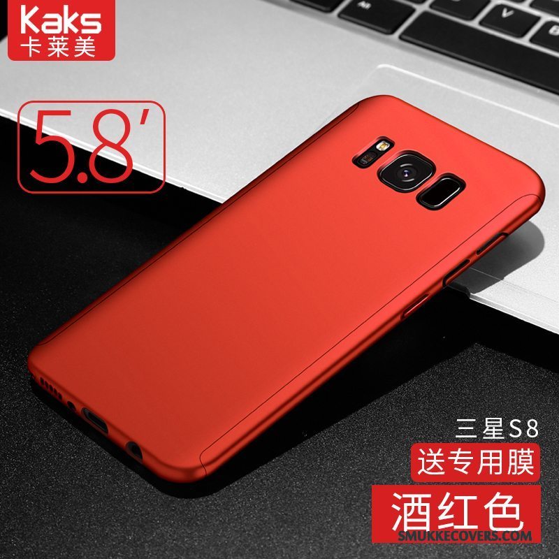 Etui Samsung Galaxy S8 Anti-fald Nubuck, Cover Samsung Galaxy S8 Hård Rød