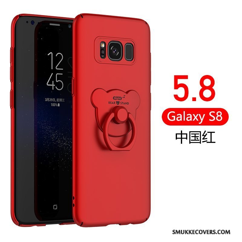 Etui Samsung Galaxy S8 Beskyttelse Rød Spænde, Cover Samsung Galaxy S8 Nubuck Tynd