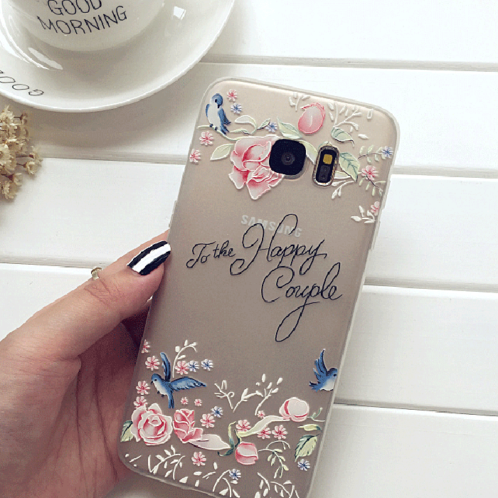 Etui Samsung Galaxy S8 Blød Rose Tynd, Cover Samsung Galaxy S8 Relief Blomster Telefon