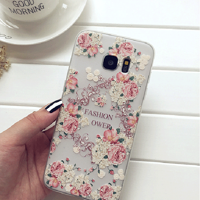 Etui Samsung Galaxy S8 Blød Rose Tynd, Cover Samsung Galaxy S8 Relief Blomster Telefon