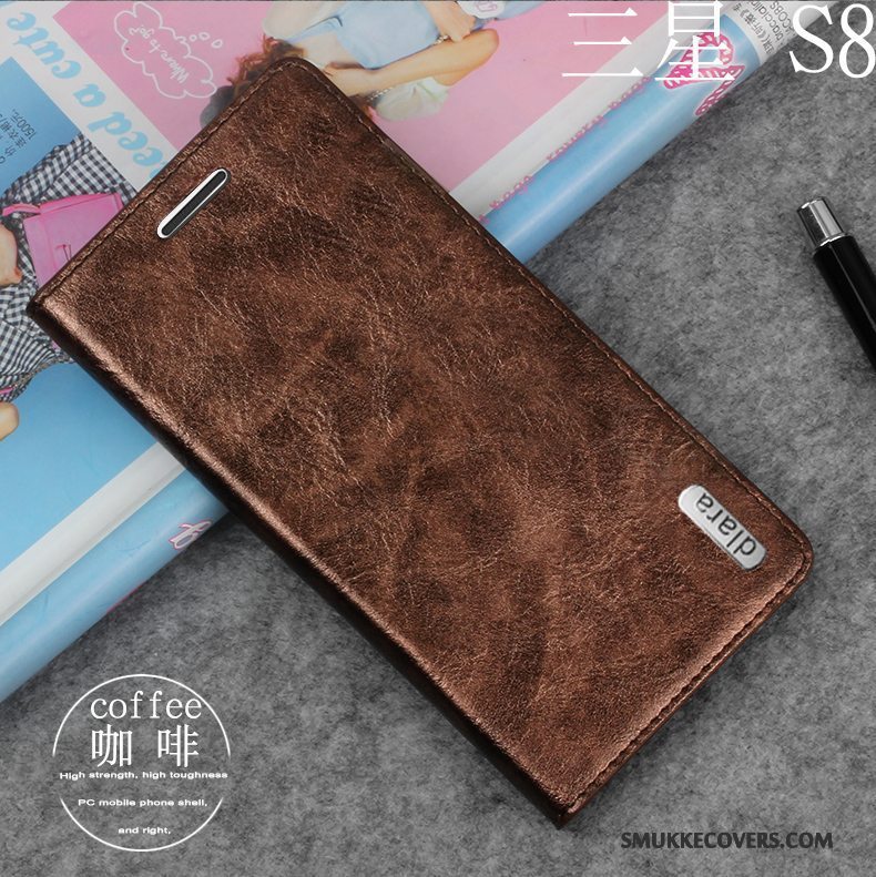 Etui Samsung Galaxy S8 Blød Rød Telefon, Cover Samsung Galaxy S8 Folio Anti-fald