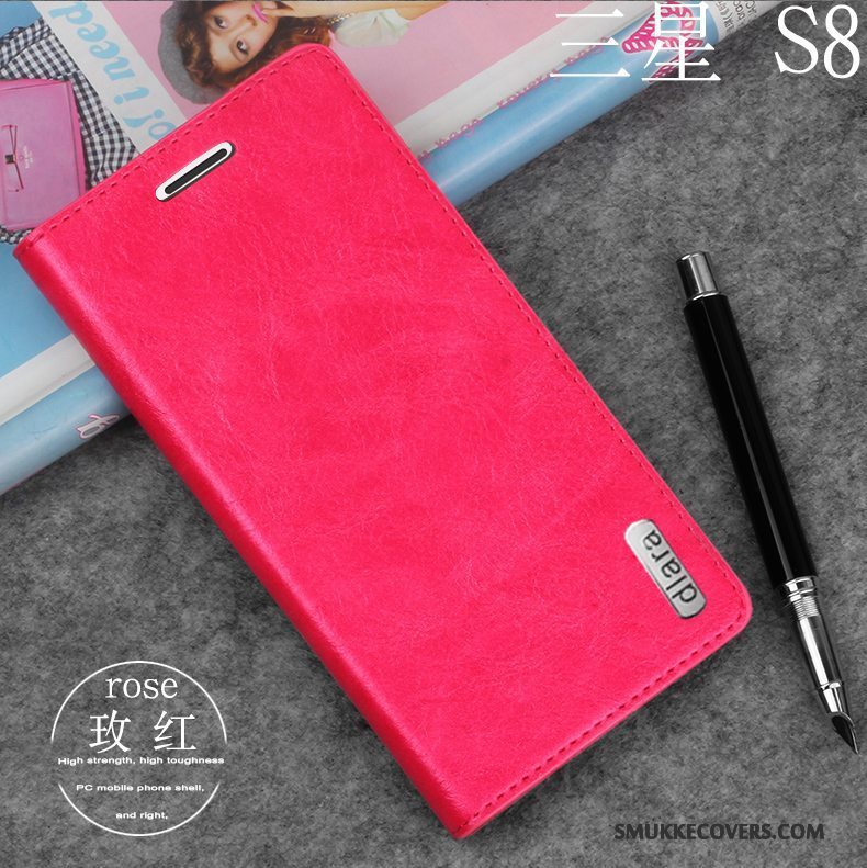 Etui Samsung Galaxy S8 Blød Rød Telefon, Cover Samsung Galaxy S8 Folio Anti-fald