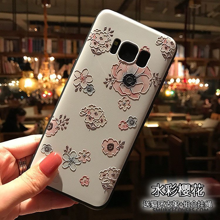 Etui Samsung Galaxy S8+ Blød Telefonnubuck, Cover Samsung Galaxy S8+ Relief Sort Lyserød