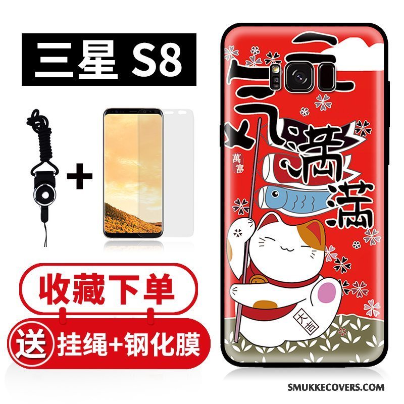 Etui Samsung Galaxy S8 Cartoon Wealth Telefon, Cover Samsung Galaxy S8 Relief Kat Rød