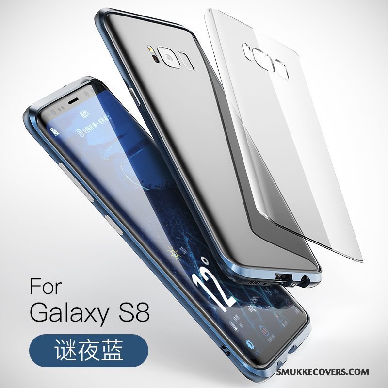 Etui Samsung Galaxy S8 Kreativ Blå Ramme, Cover Samsung Galaxy S8 Metal Anti-fald Telefon