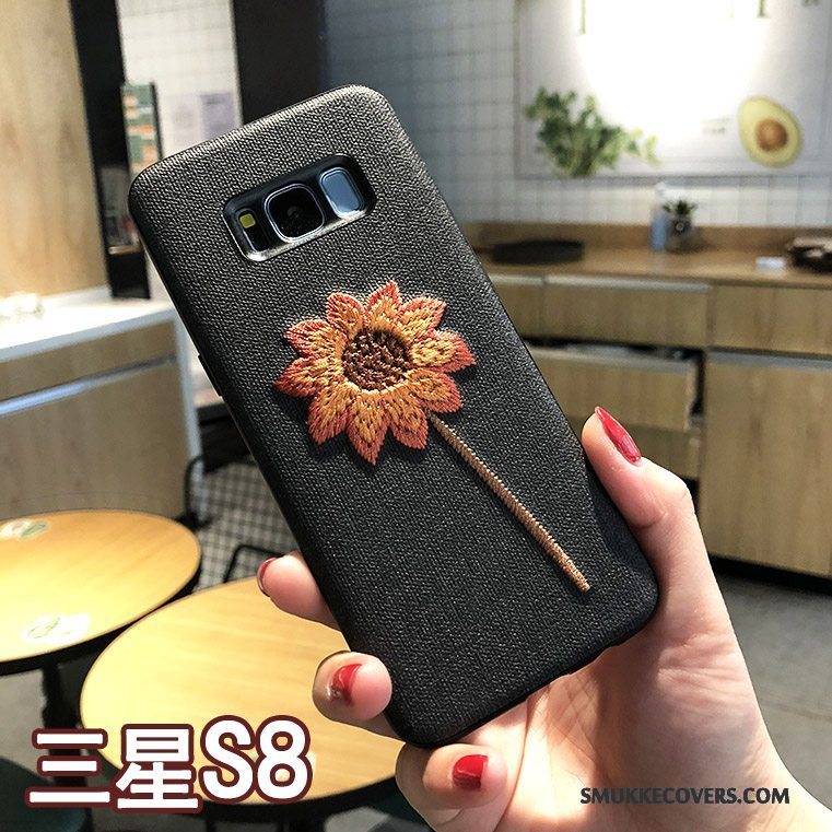 Etui Samsung Galaxy S8 Kreativ Broderi Ny, Cover Samsung Galaxy S8 Beskyttelse Khaki Telefon