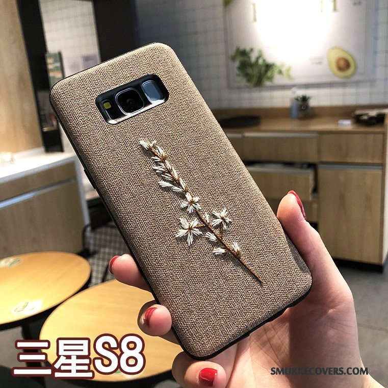 Etui Samsung Galaxy S8 Kreativ Broderi Ny, Cover Samsung Galaxy S8 Beskyttelse Khaki Telefon