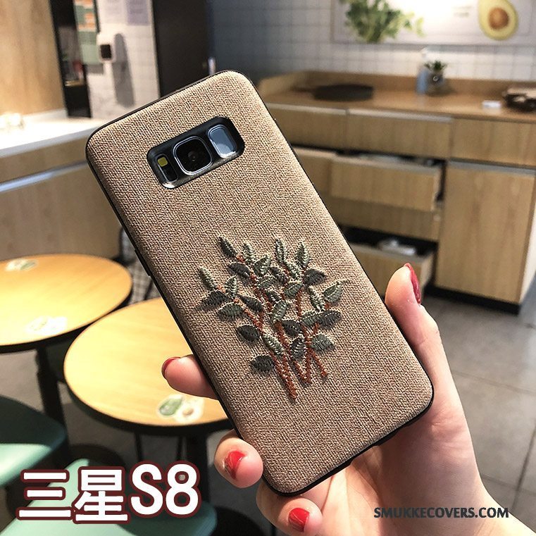 Etui Samsung Galaxy S8 Kreativ Broderi Ny, Cover Samsung Galaxy S8 Beskyttelse Khaki Telefon